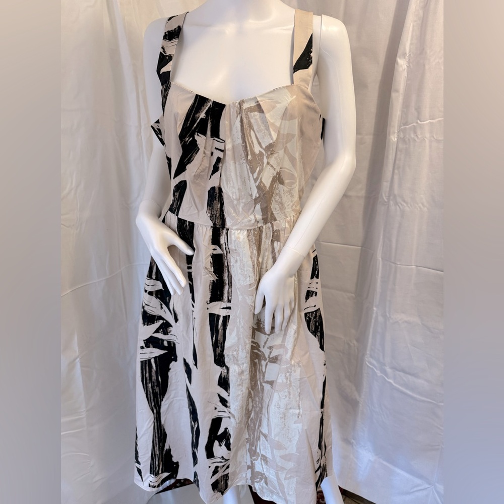 Afani A-Line Dress Black leaf print size 10